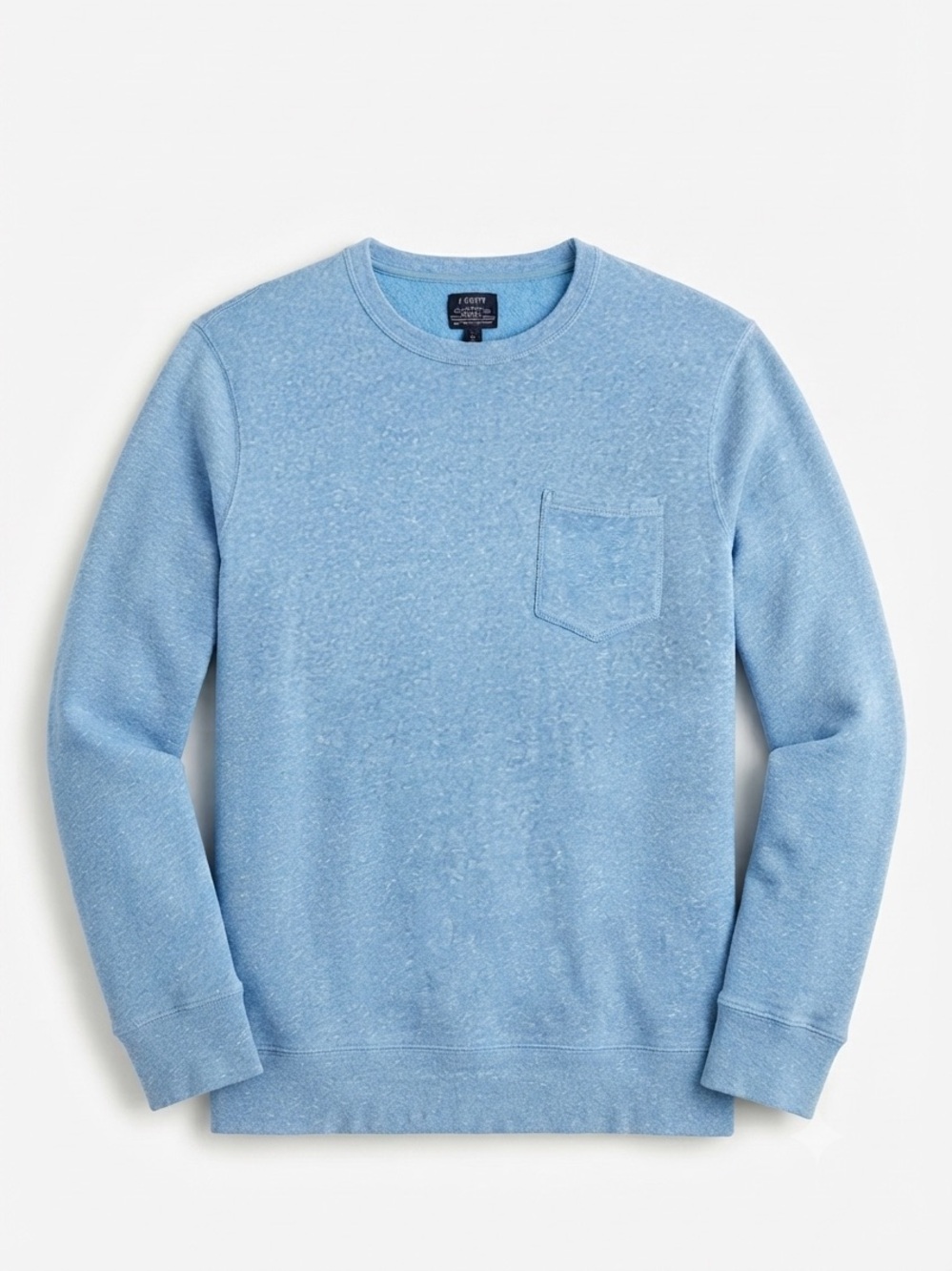 J.Crew Authentic Fleece Pocket Crewneck Sweatshirt - Light Blue Heather | Large